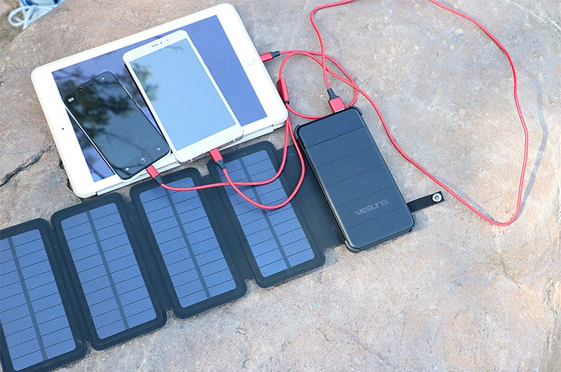 Solar Power Bank for Electric Energy Storage and Charging with Lithium Battery Capacity 10000mAh