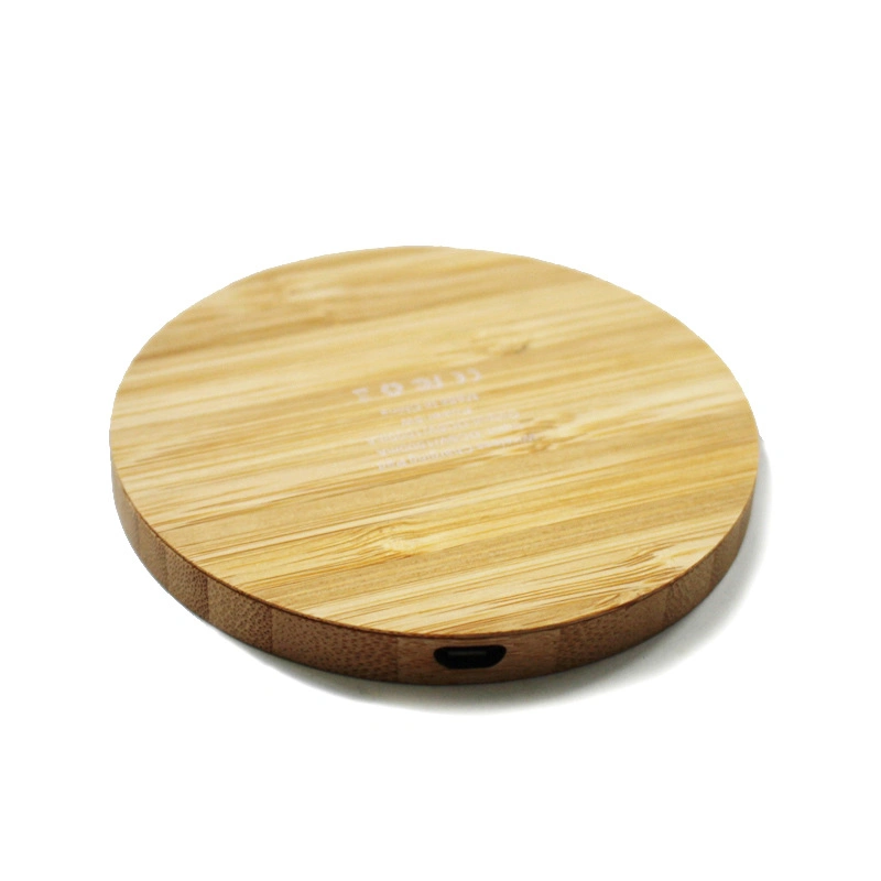 Wholesale Round Bamboo Wood 5W 10W Fast Charging Mobile Phone Wireless Charger