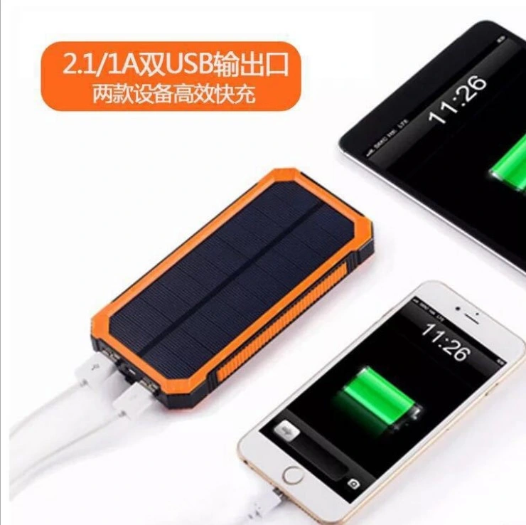 100% Full Charging by Sunlight Foldable Waterproof Solar Power Bank 10000mAh Portable Solar Charger with LED Light