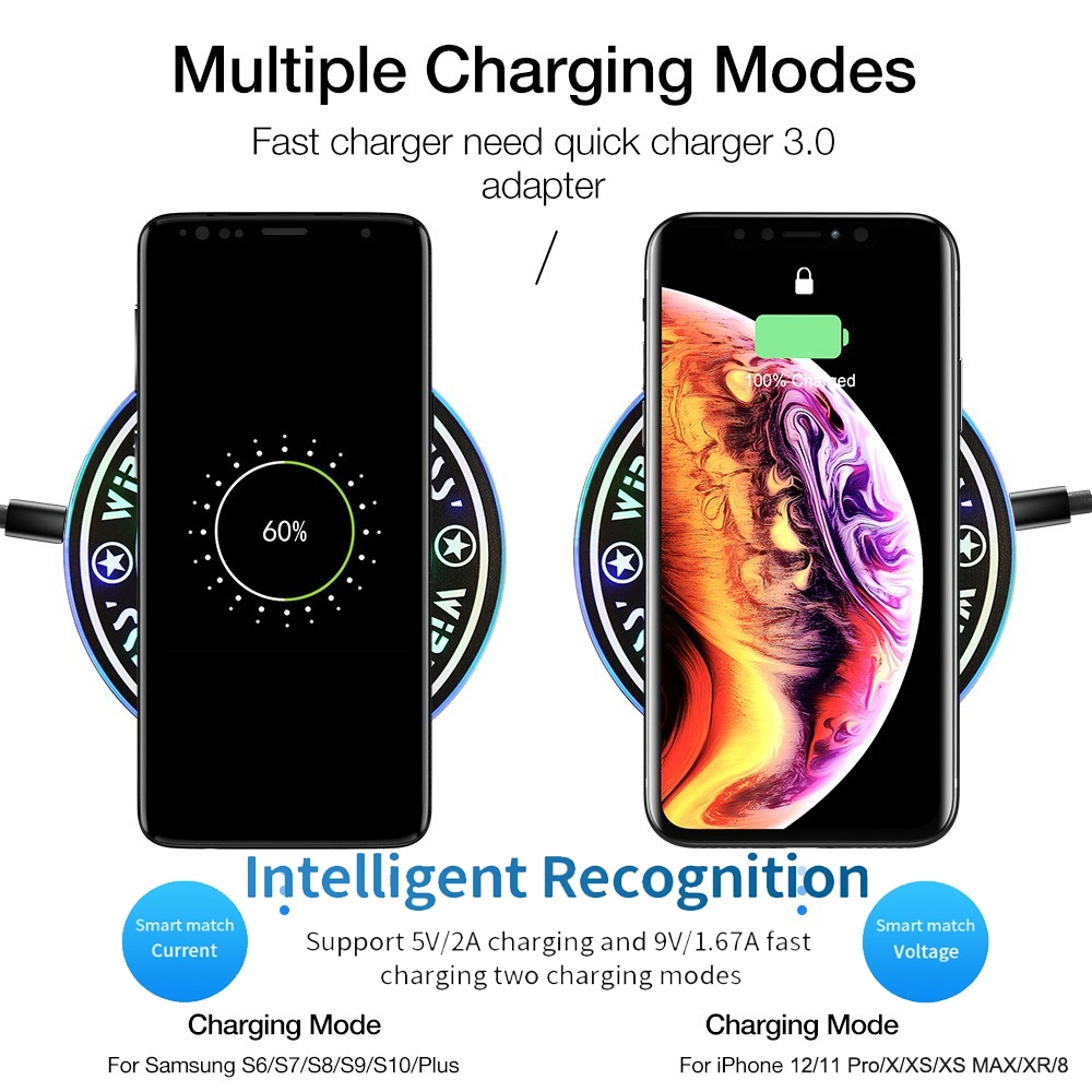 Magic Array Wireless Charging 5W 7.5W 10W Fast Charging Desktop Wireless Charger