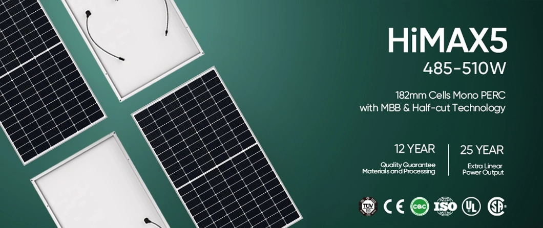 Sunpal Grade a 485 490 495 500 505 510W Thin Solar Panel for Roof with Mbb & Half-Cut Technology