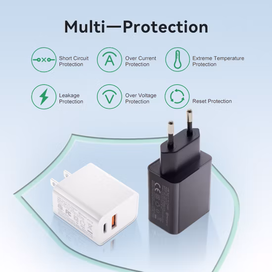 Pd18W QC3.0 Быстрое зарядное устройство USB типа C, универсальный вход 5 В, 3 А/9 В, 2 А/12 В, 1,5 А, ЕС, UL CE, FCC SAA, RoHS, Ukca, для планшетов, мобильных телефонов, светодиодов, видеонаблюдения, гарнитур, беспроводной зарядки