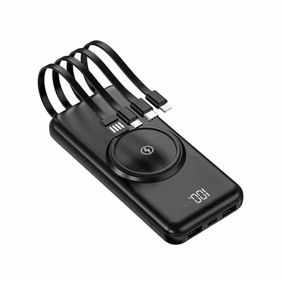 Новый портативный блок питания емкостью 10000 мАч, встроенный 4-строчный ЖК-дисплей, беспроводная зарядка, мобильное питание, большая емкость, заводской блок питания